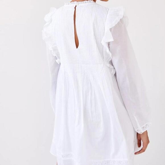 Aritzia Wilfred La Boheme Elia Cotton Long Sleeve Lace Ruffle Babydoll Dress - Picture 3 of 11